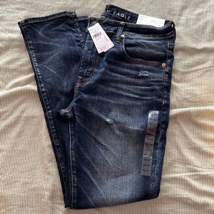 Two dark blue American Eagle Skinny Jeans